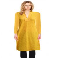 Charming Yellow Floral Net Woolen Kurti Free Warm Legging 