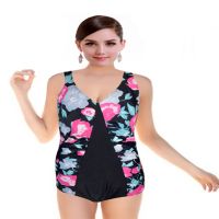 Classy Front Two Sided Flower Print Swimsuit