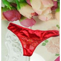 Divine Red Net Floral Print Thong
