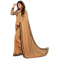 Akriti Beige & Brown Traditional Saree With Matching Blouse Piece