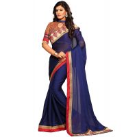 Akriti Navy Blue Traditional Saree With Matching Blouse Piece