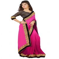 Magenta Colour chiffon Occation Wear Traditional Saree With Matching Blouse Piece