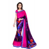 Akruti Magenta Printed Traditional Designer Saree With Matching Blouse Piece