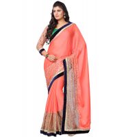 Akriti White & Pink Traditional Saree With Matching Blouse Piece