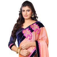 Akriti Peach & Brown Traditional Saree With Matching Blouse Piece