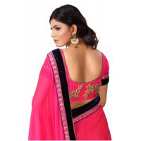 Akriti Grey & Pink Traditional Saree With Matching Blouse Piece