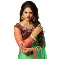 Alisha Green Embroidered Traditional Designer Party Wear Saree With Matching Blouse Piece