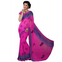 Alpana Purple Georgette Traditional Saree With Matching Blouse Piece