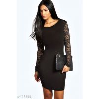 Ziva Black Poly Stretch Dresses