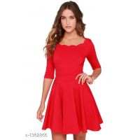 Ziva Red Poly Stretch Dresses