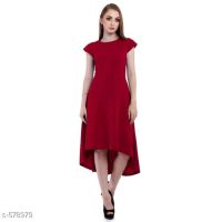 Classy Maroon Party Wear Cotton Blend Dresses