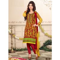 V&V Latest Designer Span Cotton Yellow Churidar Dress Material  