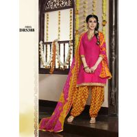 V&V Latest Printed Black Karishma Kapoor Patiala Cotton Dress Material