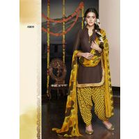 V&V Brown Karishma Kapoor Patiala Cotton Dress Material