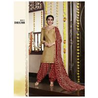 V&V Latest Cream Karishma Kapoor Patiala Cotton Dress Material