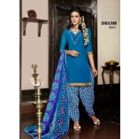 V&V Blue Karishma Kapoor Patiala Cotton Dress Material