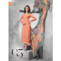 V&V Latest Schiffli Orange Dress Material