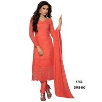 V&V Latest Pure Chiffon Red Color Dress Material