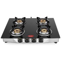 Pigeon Glass Top 4 Burner Gas Stove Black