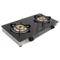 Pigeon Glass Top 2 Burner Gas Stove Manual Ignition Black