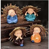 Set of 4 Baby Hat Monk Buddha Idols 