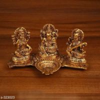 Beautiful Oxidized Laxmi ji Ganesha  Saraswati Idol Home Decor