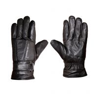 Seasons Black Compact Full Fingered Leather Gloves
