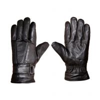 Seasons Black Full Fingered Leather Gloves