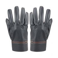 Seasons Black Leather Woolen Gloves