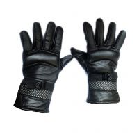 Seasons Black Self Design Winter Men's Leather Gloves