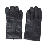 Seasons Black Leather Gloves For Men