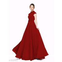 Stylish Maroon Heavy Georgette Women Gown