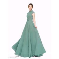 Stylish Green Heavy Georgette Women Gown