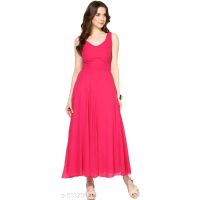 Hot Red Heavy Georgette Women Gown