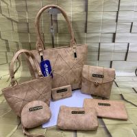 Seasons Brown Set of 7 Double Zip Handbags