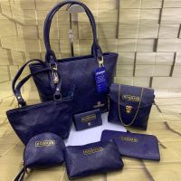 Seasons Blue Set of 7 Double Zip Handbags