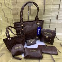 Seasons Luxury Brown Set of 7 Double Zip Handbags