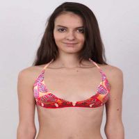 Classy Orange Leaf Printed Halter Bra