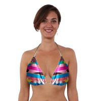 Seasons Removable Padded Cups Printed Halter Bra