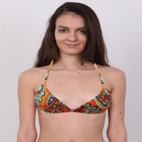 Orange Multi Printed Halter Neck Bra