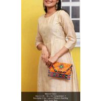 Designer Yellow Cotton Kutchi Work Sling Bags