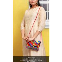 Designer Cotton Kutchi Work Red Sling Bags