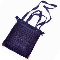 Ethnic Mirror Work Navy Blue Shoulder Bag