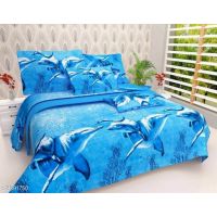 Seaons Ravishing Stylish Polycotton 90 x 90 Double Besheets Vol 12 (Dolphin Print)