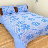 Seaons Ravishing Stylish Polycotton 90 x 90 Double Besheets Vol 12 (Blue Floral Pattern)