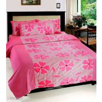 Seaons Ravishing Stylish Polycotton 90 x 95 Double Besheets Vol 1 (Pink Floral Pattern)