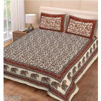 Seaons Ravishing Stylish Polycotton 90 x 85 Double Besheets Vol 3 (Brown Floral Design)