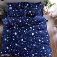 Seaons Comfortable Printed Double Bedsheets Vol 15 (Blue Stars Printed)