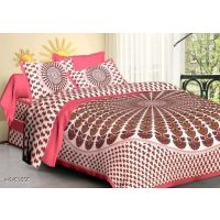 Seaons New Trendy Cotton 100 x 90 Double Bedsheets (Multi-Colour Design)