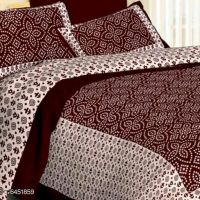 Seaons New Trendy Cotton 100 x 90 Double Bedsheets (Color Maroon Printed)